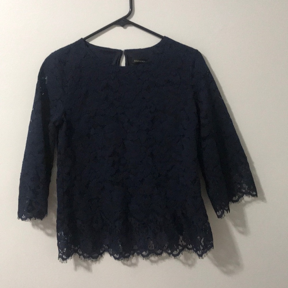 Navy lace Banana Republic top